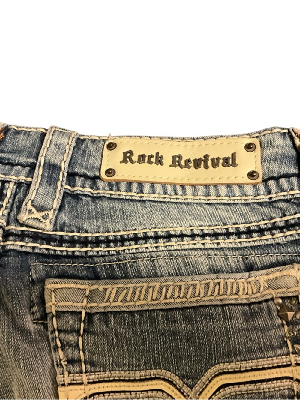 Rock Revival Susan Straight Leg Jeans Size 27 Light Wash Denim EUC - Picture 5 of 16